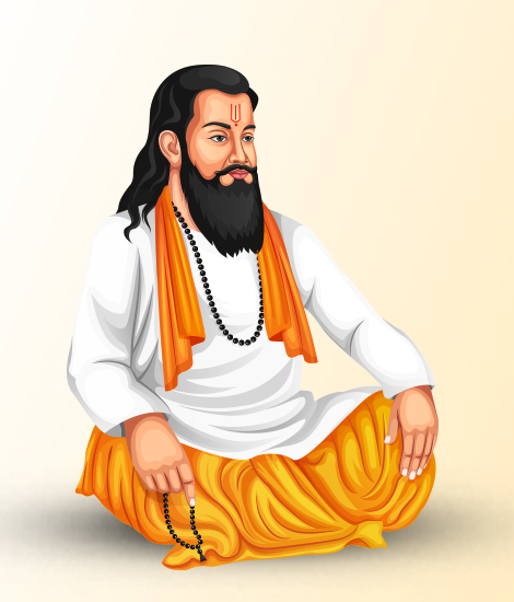 A sage wearing 6 mukhi rudraksha