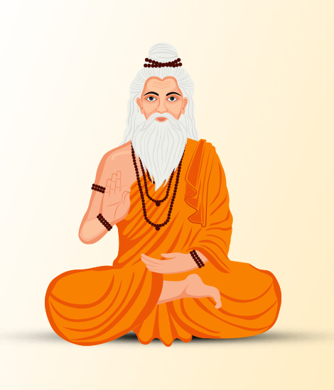 sage with beard wearing 8 mukhi rudraksha